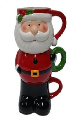 Babbo Natale in Ceramica, 3 Tazze da Latte con Manico Regalo Natale Originale Natalizio Colazione Bambini