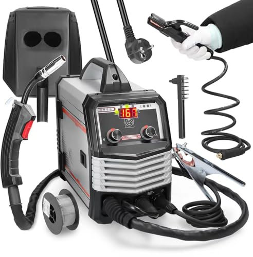 HYQNG Saldatrici Mig MMA Mag TIG-160C 4 in 1, saldatrice elettrica Portatile a Corrente Elevata da 10 A con Display LCD Digitale Saldatore Inverter IGBT