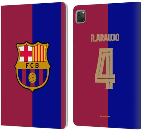 Head Case Designs sous Licence Officielle FC Barcelona Ronald Araújo 2024/25 Joueurs Home Kit Étui Portefeuille en Cuir Compatible avec Apple iPad Pro 11 2020/2021 / 2022