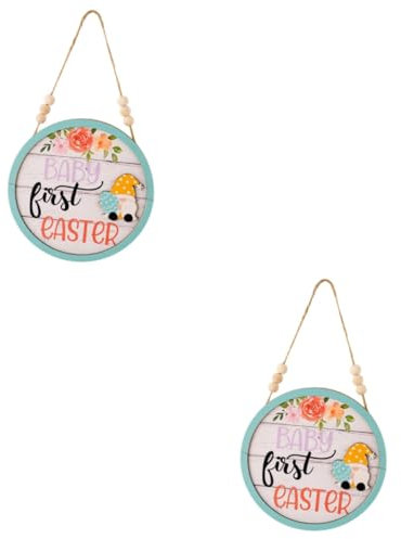 TOPBATHY 2St Ostern Holz Wandbehang Osterdekoration Wandhänger Ostern Party Dekoration Osterdeko für den Eingangsbereich Osterfest Wanddekoration Boho- Tür Osterzeichen Osterbehänge