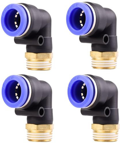 4 pièces 16mm 1/2 PT Raccords enfichables pneumatiques coudés à 90° avec filetage extérieur Raccords rapides pneumatiques pour tuyaux enfichables Raccord d'air comprimé Push-In