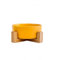 Ceramic Dog and Cat Bowl with Wood Stand, Food and Water Bowl Set for Small Cats and Large Dogs, Set for 850ml Non-Slip and No Spill Pet Bowls (Yellow)