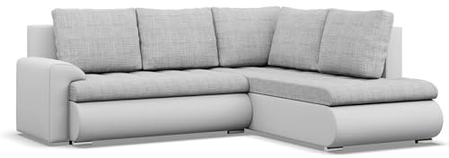 Mebligo - Ecksofa mit Schlaffunktion und 2 Bettkasten Grau + Grau 230x89x200 (BxHxT) FORESTA - Rechts Eckcouch, Sofas & Couches, Couch L Form, Cauchsofa, Sofa Wohnzimmer, Ecke Sofa