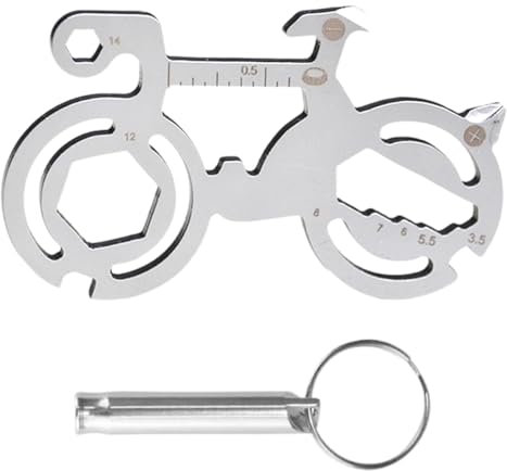 OHREN Porte-Clés Vélo Multifonction, 14 en 1 Outil Multifonction avec Tuyaux en Aluminium, Multitool Velo et Outils Velo, Porte Clef pour Randonnée et Camping, 1 Pièce