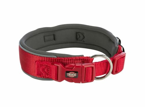 TRIXIE Premium Halsband, extra breit, XS–S: 27–35 cm/25 mm, rot/Grafit