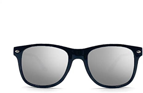 Komonee Black with Mirror Lens Drifter Sunglasses Classic Style Retro Sun Shades Eye Glasses UV400 Protection Unisex For Men Women Golf Cycling Sports Fishing Travel