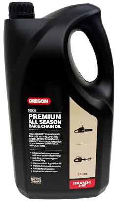 Oregon Chainsaw Chain and Guide Bar Oil, Suitable for Gas and Electric Chainsaws and Other Equipment with Chain-Gears and Slide-Bars of Any Brand, Anti-Fling Technology and High-Film Strength, 5L