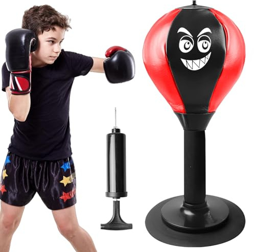 Behogan Punchingball Table : Punching Ball de Bureau, Mini Sac de Frappe avec Ventouse et Pompe à air, Sac de Frappe Rage Bag, Punching Ball Set de Table Sac de Frappe Mini Boxball Sac de