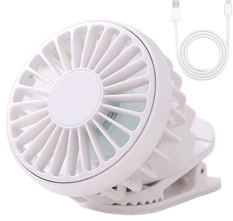 Genérico Ventilador con Pinza, Ventilador Mini Portátil Recargable Con Abrazadera Fuerte, Portátil Recargable De 3 Velocidades Para Cuna Cama Exterior Viaje