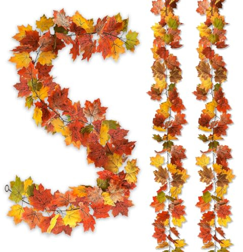 2 Stück Herbstgirlande, Herbstdeko, Herbstblätter Girlande, Deko Girlande Herbst, Herbstblätter Deko, Herbst Deko Draußen Innen für Erntedankfest Abendessen Party