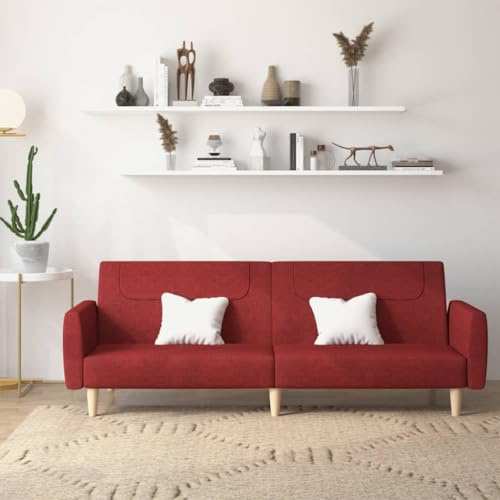 KTHLBRH Schlafsofa für 2 Sitzer, Stoff, rot, 2-Sitzer, multifunktional, umwandelbar in ein Einzelbett, stabiles Holzgestell