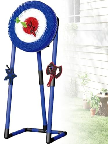 ZhlCrioxenic Axt Wurfspiel Set FüR Kinder Erwachsene, WurfäXte Spiel Kunststoff Im Garten,2 WurfäXte 2 Sterne Darts 2 Darts Inklusive, Generisch Axtwurf-Dartset Blueround-A