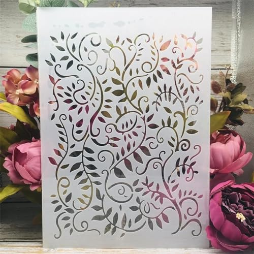 Wiederverwendbare Schablonen, 29 x 21 cm, kleine Blätter, Efeu-Zeichenschablonen für DIY, Kunst, Handwerk, Wand, Leinwand, Möbel, Scrapbook, Heimdekoration