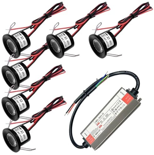 Halorin LED Einbaustrahler 12V 2W, 6er Set Deckenspots Einbauleuchten IP65, Mini Led Spot Warmweiß 3000K LED Spots für Badezimmer, Küche, Carport, Treppe, mit 230V Trafo