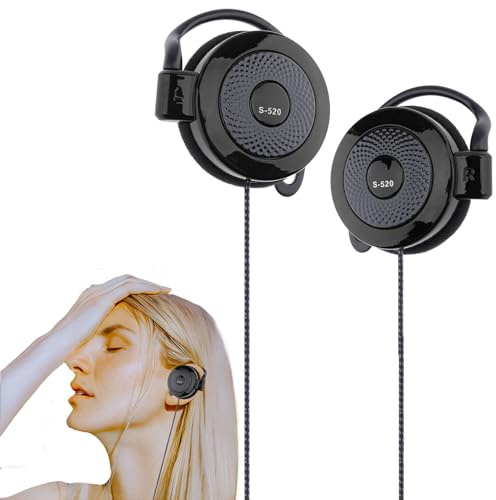 Auriculares tipo clip con cable, auriculares estéreo de 3,5 mm con gancho para la oreja, para correr | Auriculares para entrenamiento, correr, senderismo, escalada y salida, accesorios para teléfono móvil
