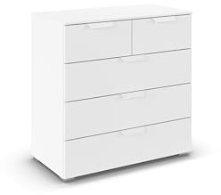 Rauch Möbel ADITIO, Kommode, Farbe Weiß, Breite 80 cm | Sideboard im zeitlosen Stil, 5 Schubladen, Soft-Close-Funktion, für Schlafzimmer, Gästezimmer, Wohnzimmer, Garderobe, Flur