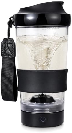Electric Protein Shaker Bottle, 450ml/15oz Shaker Cup with USB Rechargeable, Removable Base Blender Bottle, Leak-Proof Blender Cup for Protein Shakes Meal Replacement Shakes for Gym, Travel (Black)