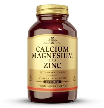 Solgar Calcium Magnesium Plus Zinc Tablets - Pack Of 250 - Healthy Bones, Teeth & Muscles - Supports Health Of Nervous System - Vegan