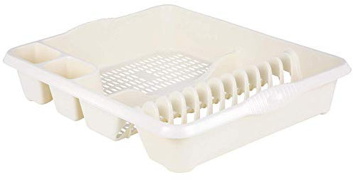 Wham High Grade Extra Large Plastic Dish Drainer Plate and Cutlery Rack in Cream