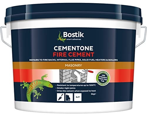 Bostik Fire Cement – Heat Resistant Sealant for Fireplaces, Stoves & Chimneys – Up to 1400°C Buff, 5KG