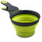 Dexas Popware for Pets Collapsible Klip Scoop, 3 in 1 Design Convenient Measuring Cup, Food Scooper and Bag Clip,1 Cup Capacity Pet Food Scoop, Versatile Food Measuring Cups Portion Control Gray/Green