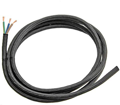 Spares2go 5m Universal Steam Generator Iron Mains Cable Flex Lead (3 Core, 5 Metre, Black)