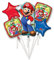 Amscan 3201101 - Folienballon Mario Bros, 5 Stück, Ballon Bouquet, Helium Ballons, Luftballons
