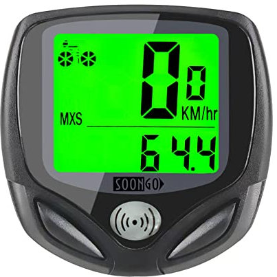 SOONGO Cadeau Lumière de Vélo Compteur Velo sans Fils Compteur Vitesse Velo Imperméable Multifonctionnel Rétroéclairage à Grand écran LCD
