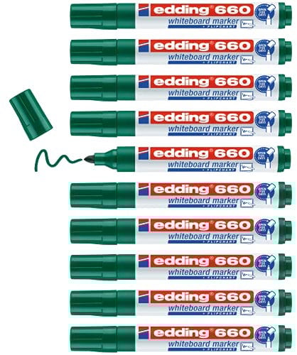 Edding 660 Marcatore per lavagne bianche - Conf. 10 pz .- Punta conica - Tratto 1,5-3 mm - Colore verde