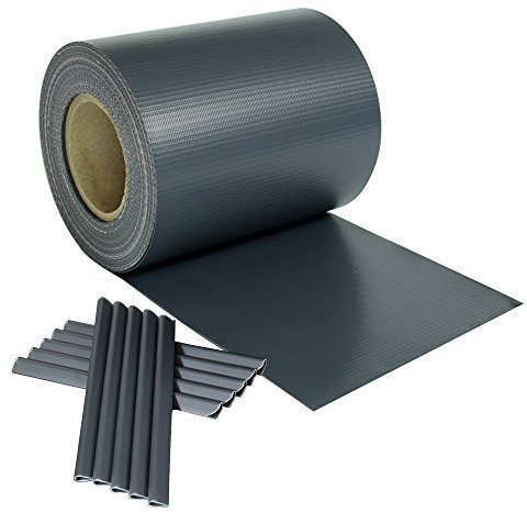 Rapid Teck Hochwertige PVC Sichtschutzstreifen Rolle 35m x 0,19m (Anthrazit RAL 7016) Blickdicht Sichtschutz Zaunblende Zaunfolie Windschutz inkl. Klemmen