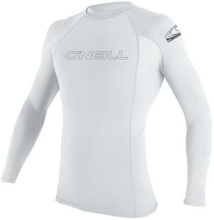 O'Neill Wetsuits Men's Men's Basic Skins Long Sleeve Guard Rash Vest, White, XS UK