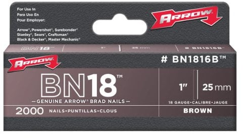 Arrow ABN1816B Brad Nails, Silver, 1 inch / 25 mm