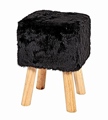 HAKU Möbel Hocker schwarz, Massivholz, Textilgewebe - Maße: B 30 cm x H 45 cm x T 30 cm, Style: Glam