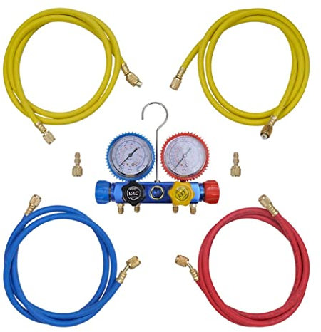 vidaXL Monteurhilfe 4-Wege mit 4 Schläuchen Klimaanlage R134 R410a R22 R407c