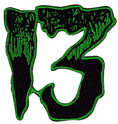 number 13 green patch kreepsville unlucky # thirteen craft iron on applique