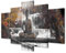 B&D XXL - Wandbilder XXL 200x100 cm - Vlies Leinwandbild 5 tlg Kunstdruck modern Wandbilder XXL Wanddekoration Design Wand Bild Wasserfall Natur Baum Wald c-A-0021-b-p.