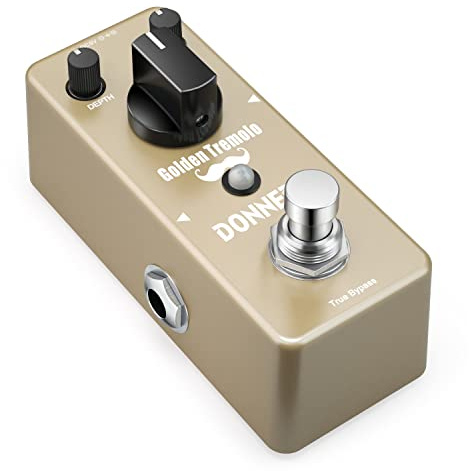 Donner Tremolo Pedal, Golden Tremolo Guitar Pedal Analog Tremolo Effect Pedal for Electric Guitar and Bass True Bypass