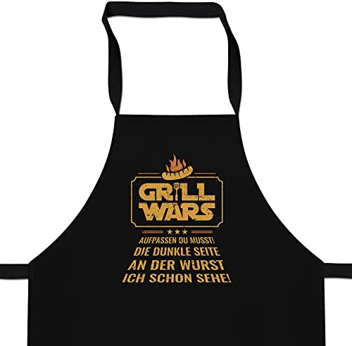 Fashionalarm GR!LL WARS - Die dunkle Seite an der Wurst ich schon sehe! - Schürze Fun Spruch Geburtstag Geschenk Idee für Männer Grillen Grill Grillschürze,