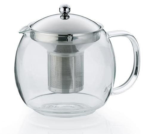 kela Teekanne Cylon, Durchmesser 15 cm, 1,5 L, Glas, transparent, Siebeinsatz aus Edelstahl, 11456