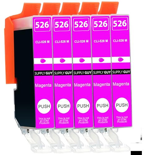 Supply Guy 5 Druckerpatronen mit Chip kompatibel mit Canon CLI-526 Magenta für IP4850 IP4950 IX6550 MG5150 MG5250 MG5340 MG5350 MG6150 MG6250 MG8150 MG8240 MG8250 MX715 MX885 MX895