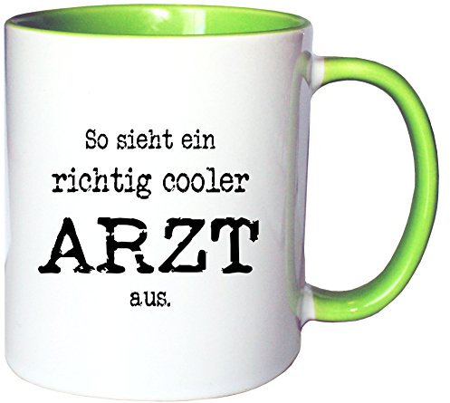 Mister Merchandise Kaffeetasse Becher So Sieht EIN richtig Cooler Arzt aus. Doktor, Farbe: Weiß-Grün