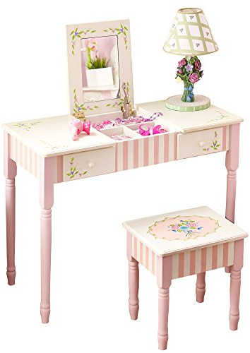 Fantasy Fields Bouquet Schminktisch, Hocker und Tischspiegel aus Holz für Kinder W-3843G