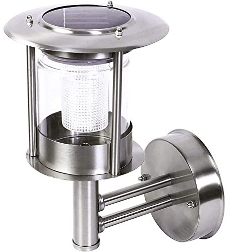 GardenKraft 18020 Solar Contemporary Steel Wall Light/Auto-On/No Wiring Required/Rechargeable Battery, White