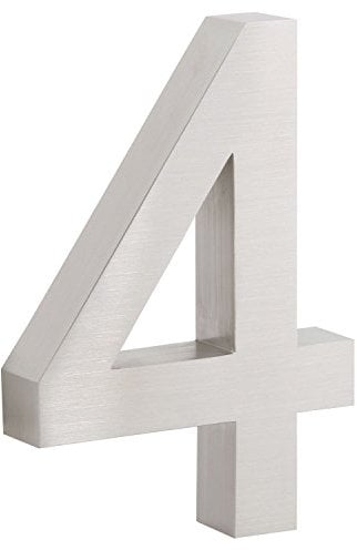 Zelsius - Numero civico in acciaio inox V2A spazzolato opaco, look 3D, carattere: Arial, numeri disponibili