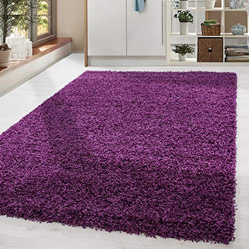HomebyHome Shaggy Teppich 300x400 cm XXL für Wohnzimmer - Shaggy Teppich Hochflor Violett Extra Weich und Flauschig - Langflor Groß Teppiche für Schlafzimmer, Esszimmer, Küche, Flur - Carpet, Halı
