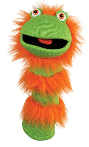 The Puppet Company Ginger Sockette - Colourful, Eco-Friendly Hand Puppet with Bright Green Fabric & Orange Fur - Fun & Interactive Toy for Imaginative Play - 38cm.