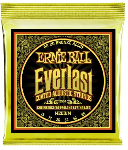 Ernie Ball Everlast Medium Coated 80/20 Bronze Acoustic Guitar Strings - 13-56 Gauge