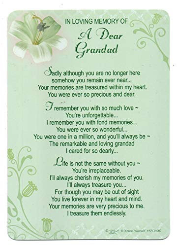 Teefas Gifts Trauerkarte,In Loving Memory of A Dear Grandad Aufschrift in englischer Sprache