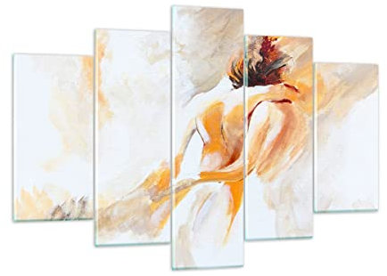 Mehrteilige Bilder auf Glas 150x100cm Glasbild Persönlichkeit Freundschaft Liebe Ehe Groß XXL Wanddeko Schlafzimmer Küche Set 5 teilige Wandbilder Dekoration Wohnzimmer Modern Wand Art GEA150x100-3168