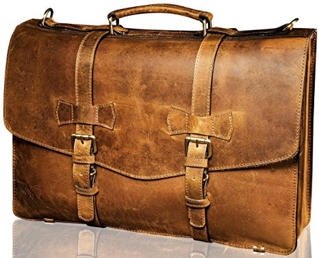 KALATING Mens Leather Briefcase Messenger Laptop Bag Office Bag Shoulder Bag Up to 15 17 inch Laptop Brown